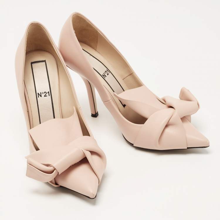 Pre Owned Nº21 Pink Leather Knot Pointed Toe Pumps Size 36