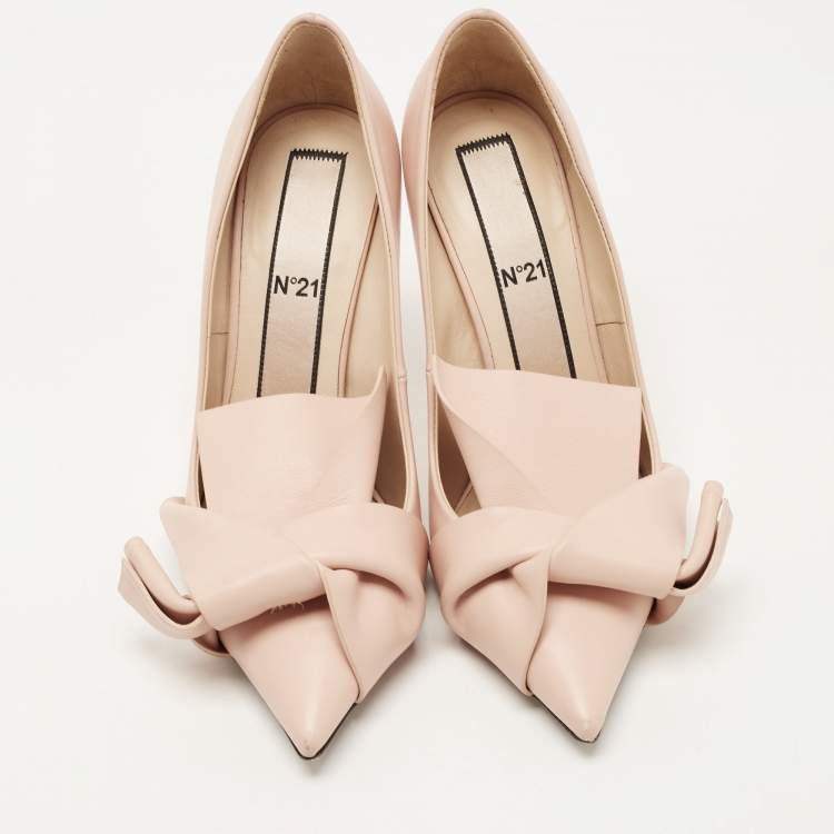 Pre Owned Nº21 Pink Leather Knot Pointed Toe Pumps Size 36