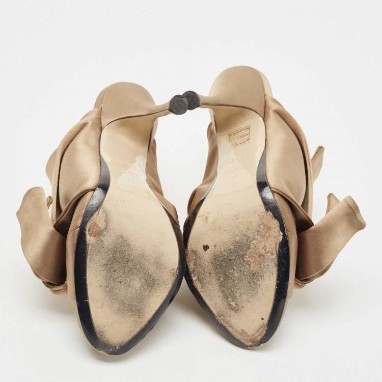 Pre Owned N21 Brown Satin Raso Knot Mules Size 39