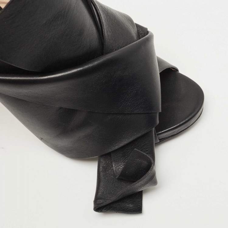 Pre Owned N21 Black Leather Raso Knot Mules Size 38