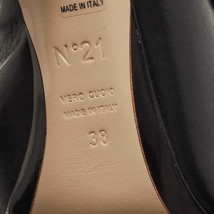 Pre Owned N21 Black Leather Raso Knot Mules Size 38