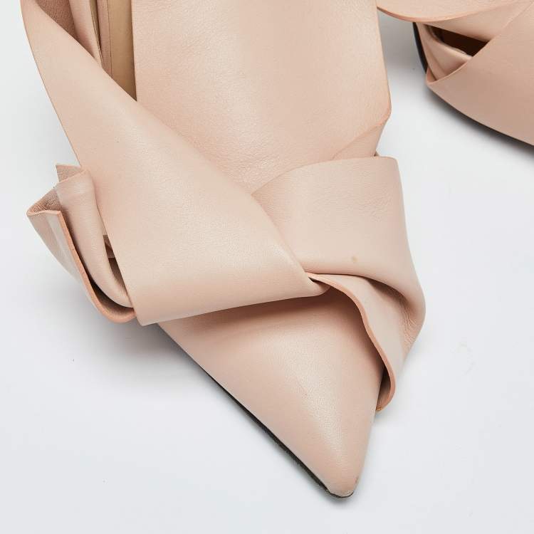 Pre Owned N°21 Light Pink Leather Knot D'Orsay Pumps Size 39.5