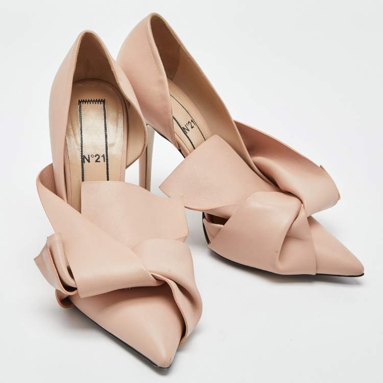 Pre Owned N°21 Light Pink Leather Knot D'Orsay Pumps Size 39.5