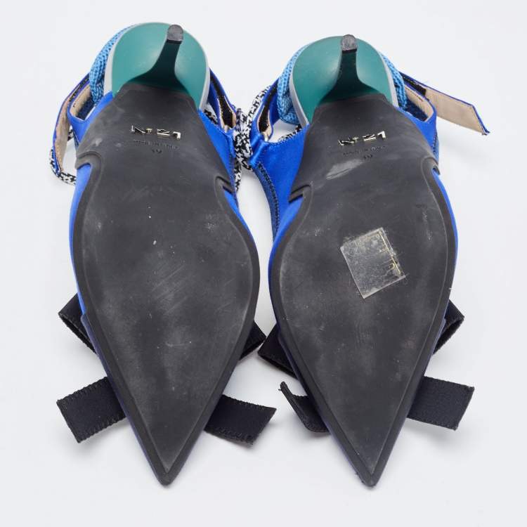 Pre Owned N°21 Multicolor Satin and Canvas Bow With Tie Up Detail Pumps Size 39