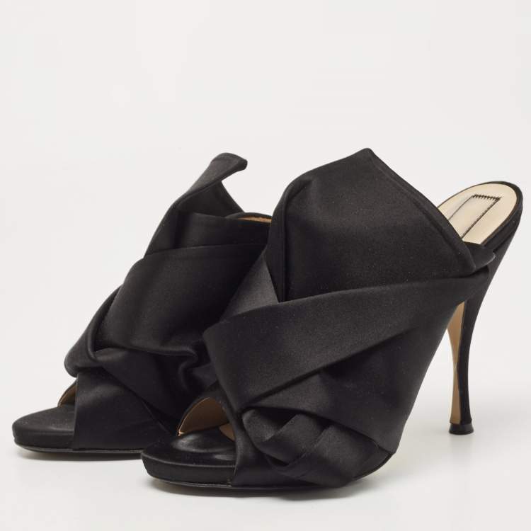 Pre Owned N°21 Black Satin Ronny Pleated Mules Size 41
