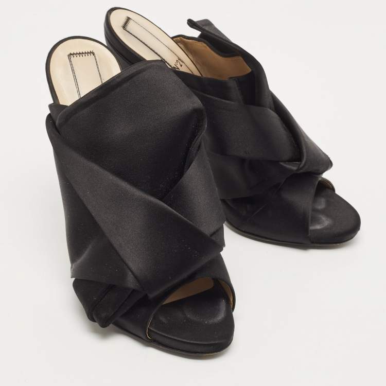 Pre Owned N°21 Black Satin Ronny Pleated Mules Size 41