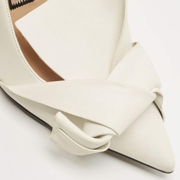 Pre Owned N21 White Leather Knot Pointed Toe Pump Size 40