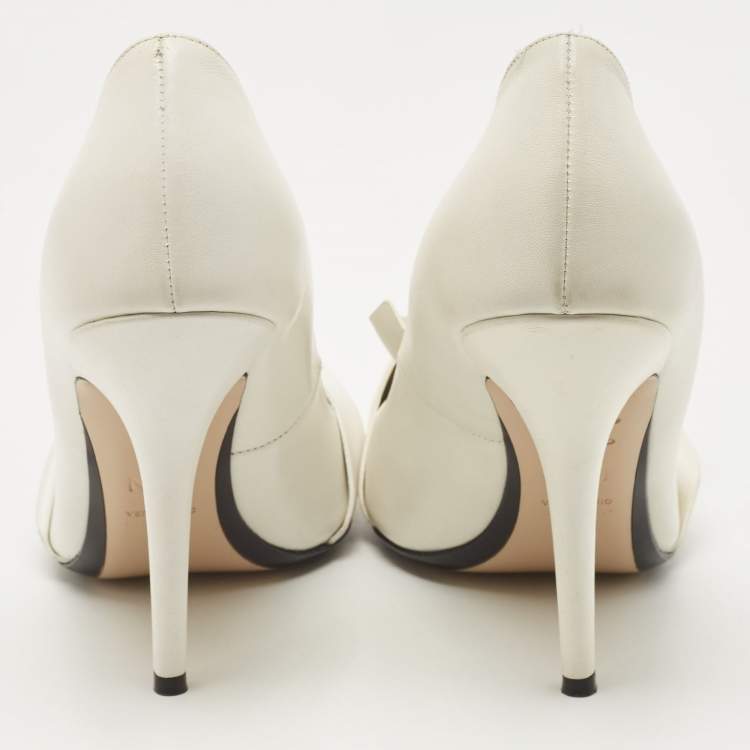 Pre Owned N21 White Leather Knot Pointed Toe Pump Size 40