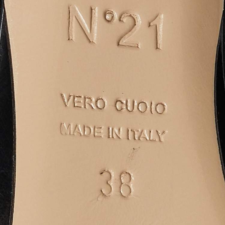 Pre Owned N°21 Black Leather Raso Knot Mules Size 38