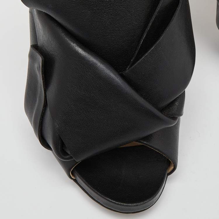 Pre Owned N°21 Black Leather Raso Knot Mules Size 38