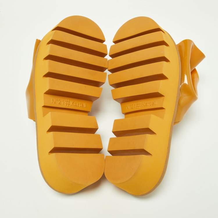 Pre Owned N21 x Kartell Mustard Knotted Jelly Platform Slides Size 40