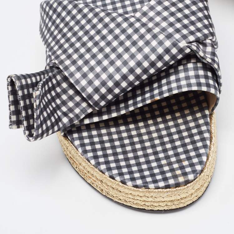 Pre Owned  N°21 White/Black Fabric Knot  Slide Flats Size 41