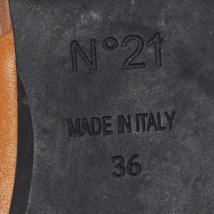 Pre Owned Nº21 Tan Knot Flat Slide Mules Size 36