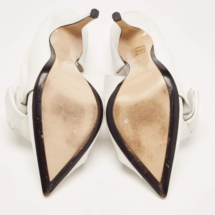 Pre Owned Nº21 White Leather Knot Pointed Toe Pumps Size 39