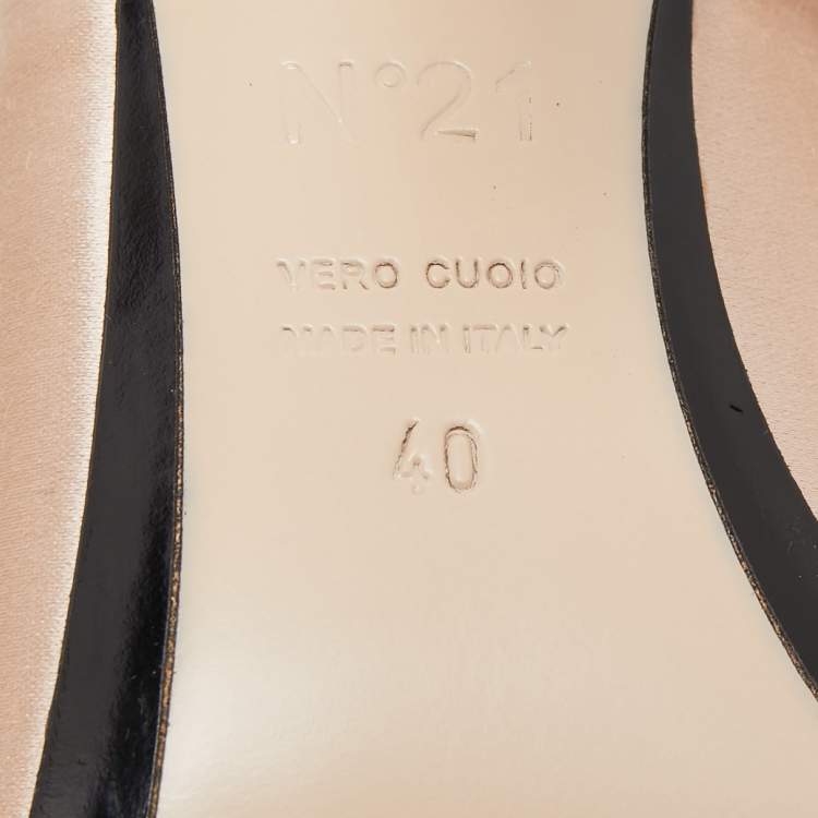 Pre Owned N°21 Beige Satin Raso Knot Mules Size 40