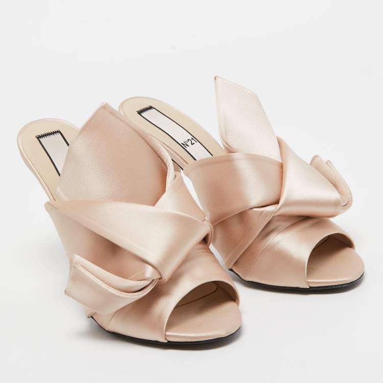 Pre Owned N°21 Beige Satin Raso Knot Mules Size 40