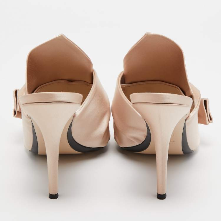 Pre Owned N°21 Beige Satin Raso Knot Mules Size 40
