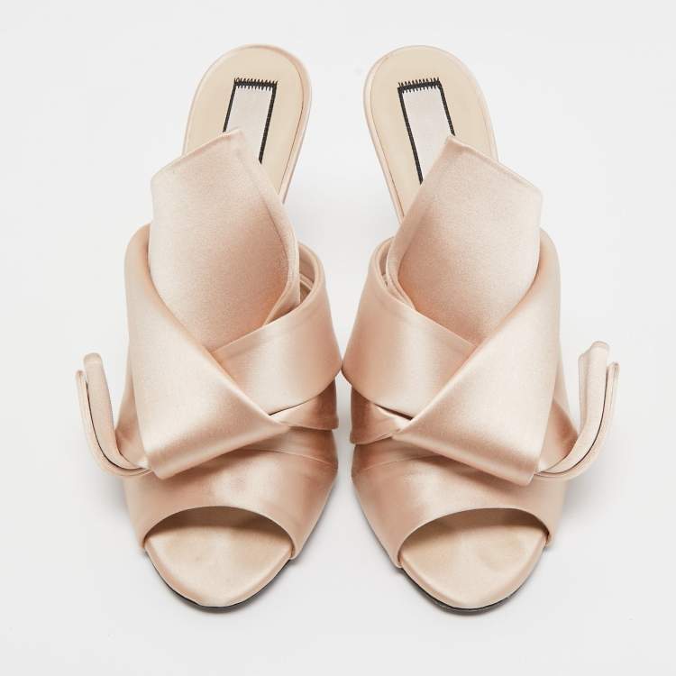 Pre Owned N°21 Beige Satin Raso Knot Mules Size 40