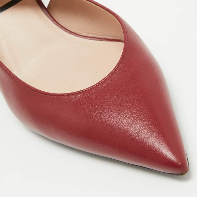 Pre Owned N21 Red Leather Slingback Pointed Toe Pumps Size 38