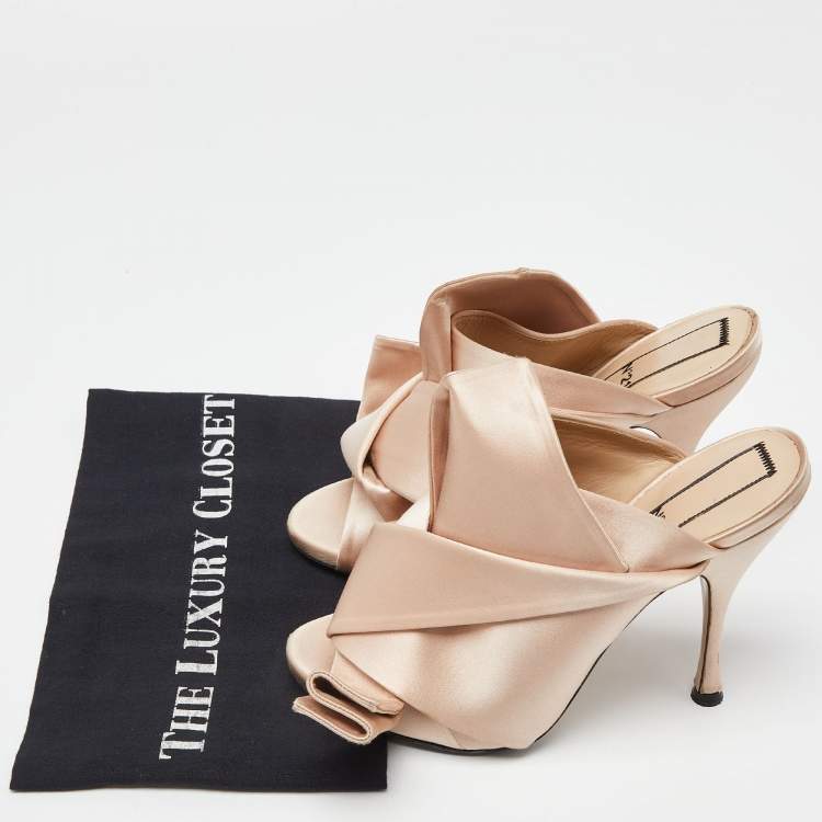 Pre Owned N°21 Beige Pleated Satin Ronny Mules Size 39