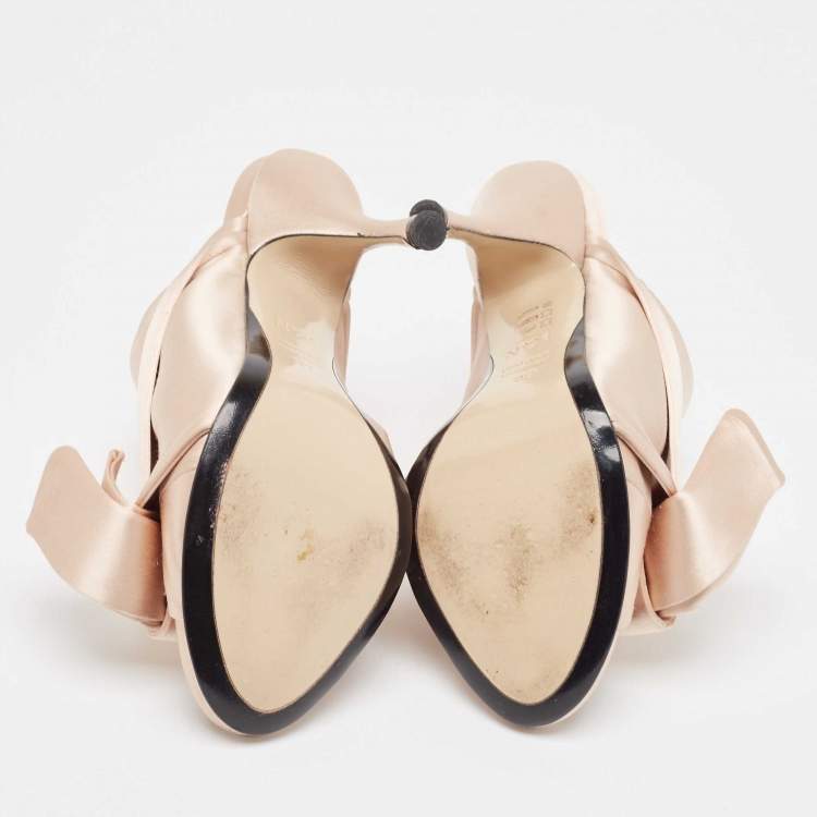 Pre Owned N21 Pink Satin Raso Knot Mule Sandals Size 37