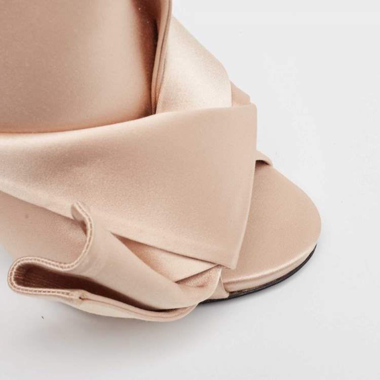 Pre Owned N21 Pink Satin Raso Knot Mule Sandals Size 37