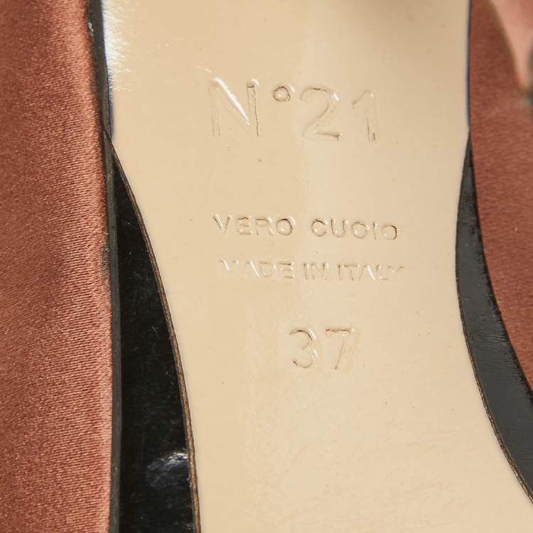 Pre Owned N21 Brown Satin Raso Knot Mules Size 37
