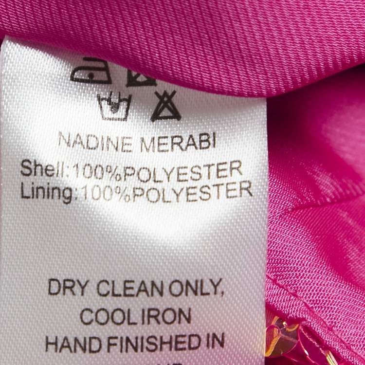 Pre Owned Nadine Merabi Pink Sequin Feather Detail Roxy Mini Skirt S