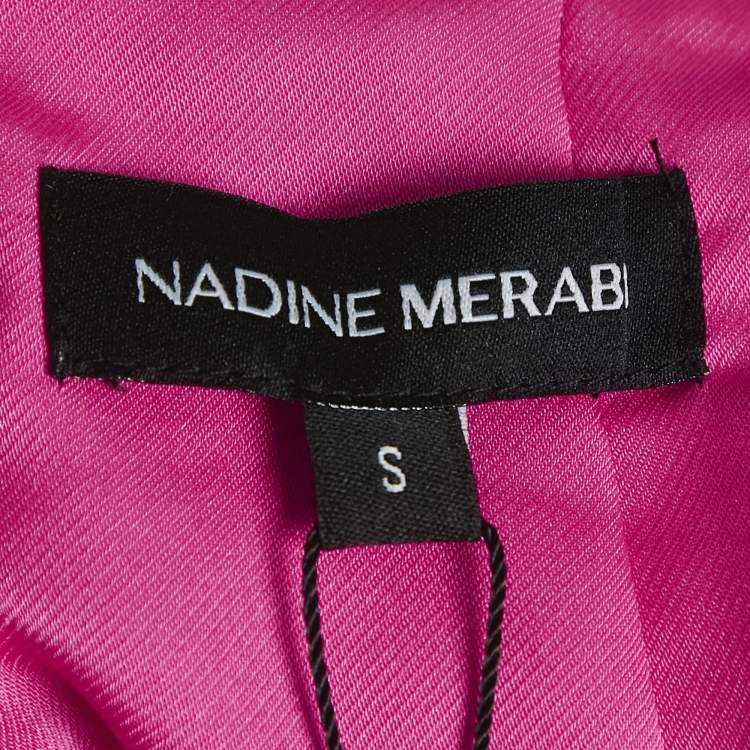 Pre Owned Nadine Merabi Pink Sequin Feather Detail Roxy Mini Skirt S
