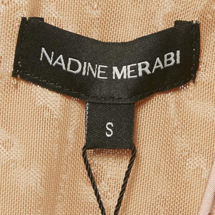 Pre Owned Nadine Merabi Pink Sequin and Beads Embroidered Tulle Eliza Jumpsuit S