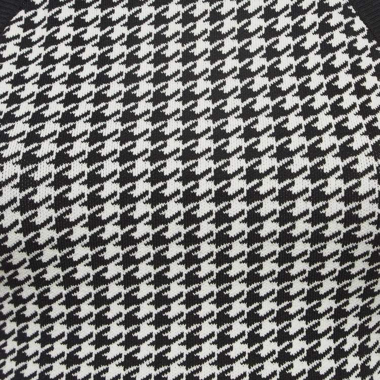 Pre Owned Nagnata Black Houndstooth Strap Back Crop Top M