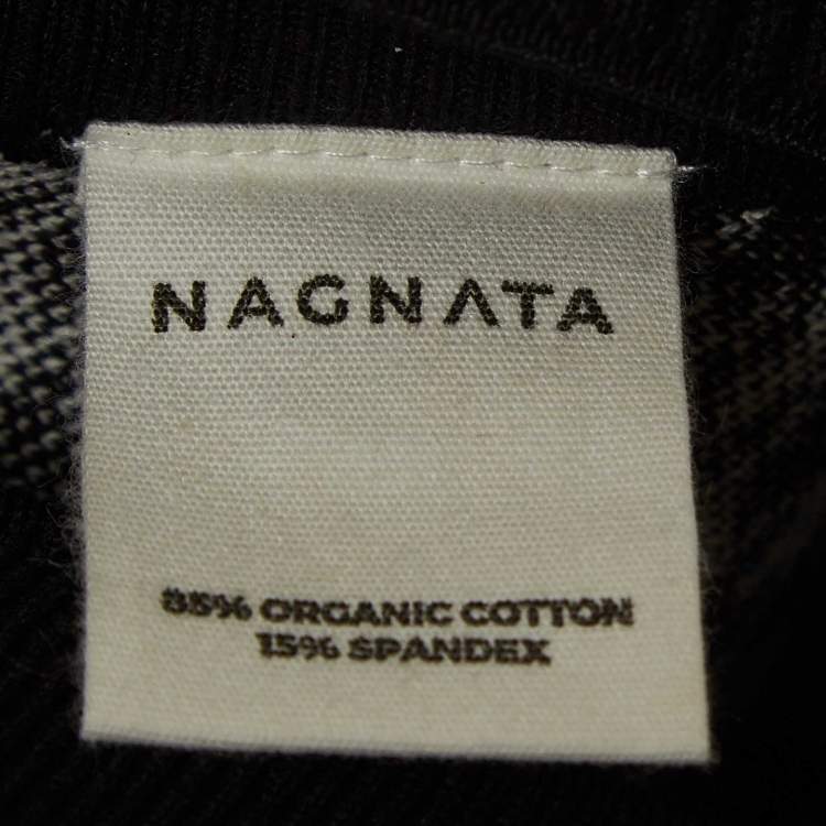 Pre Owned Nagnata Black Houndstooth Strap Back Crop Top M