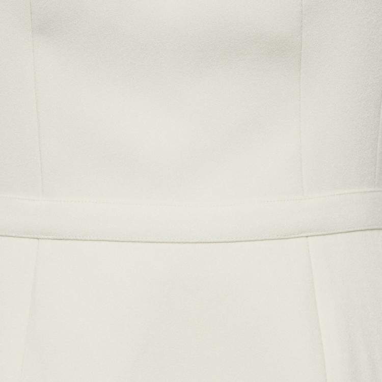 Pre Owned Nana Jacqueline Cream Crepe Halter Neck Dress M