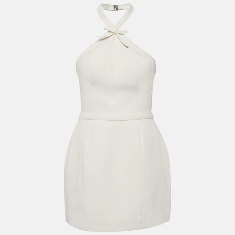 Pre Owned Nana Jacqueline Cream Crepe Halter Neck Dress M