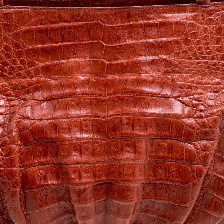 Pre Owned Nancy Gonzalez Red Orange Crocodile Satchel 