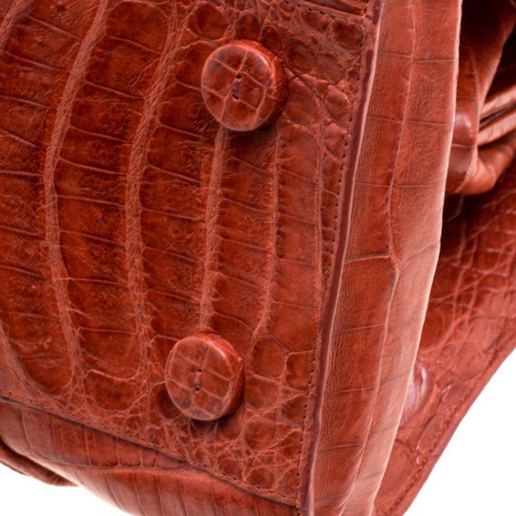 Pre Owned Nancy Gonzalez Red Orange Crocodile Satchel 
