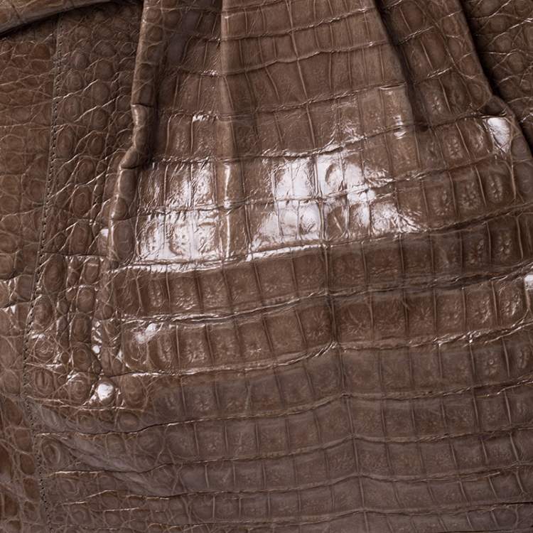 Pre Owned Nancy Gonzalez Light Brown Crocodile Leather Frame Satchel
