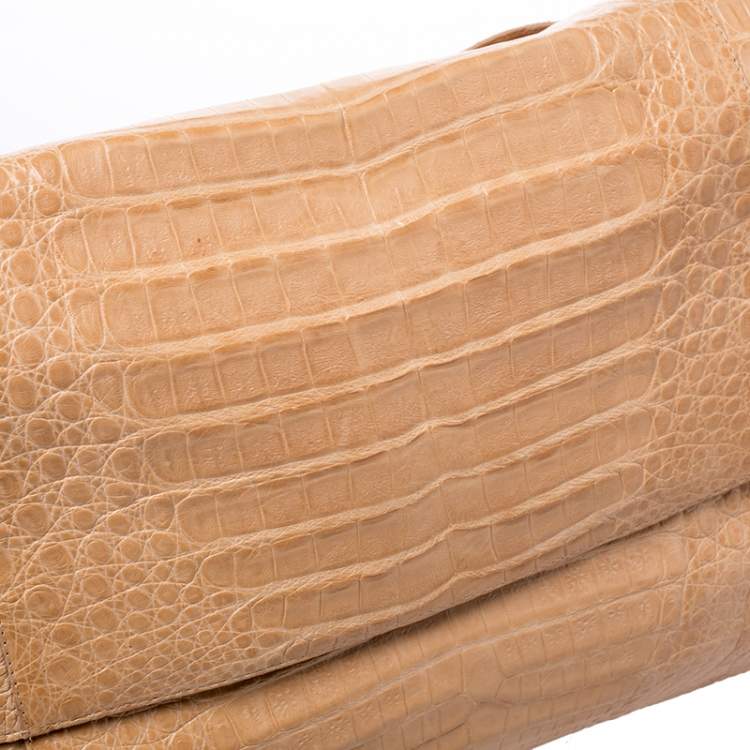 Pre Owned Nancy Gonzalez Flap Brown Crocodile Shoulder Bag