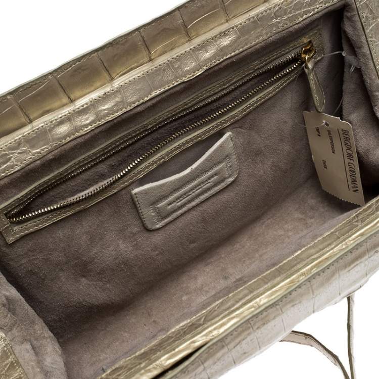 Pre Owned Nancy Gonzalez Gold Crocodile Chain Clutch