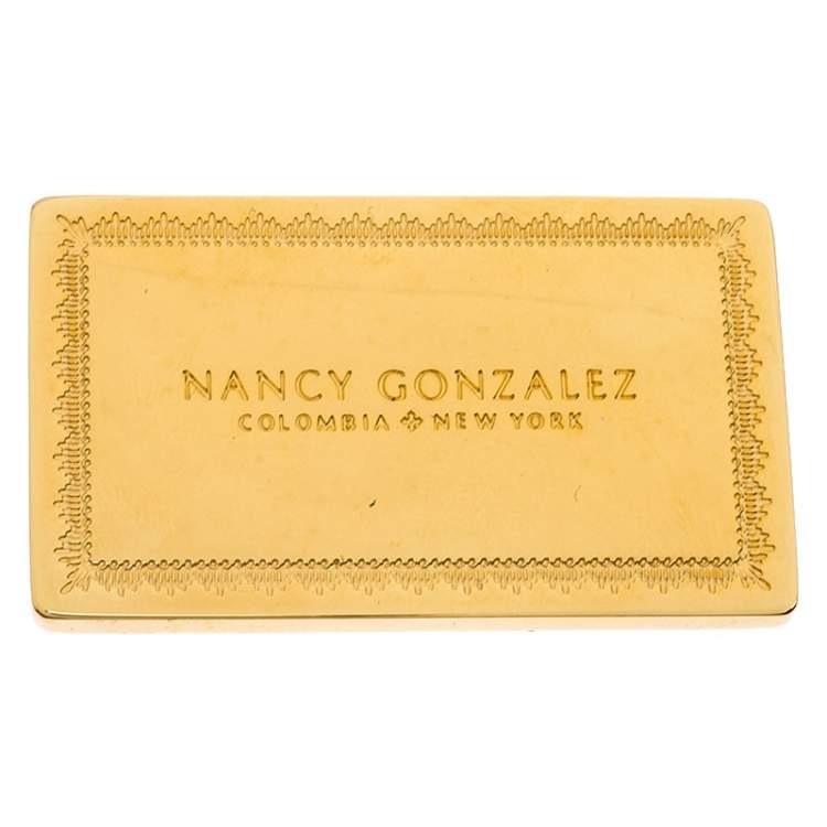 Pre Owned Nancy Gonzalez Gold Crocodile Chain Clutch