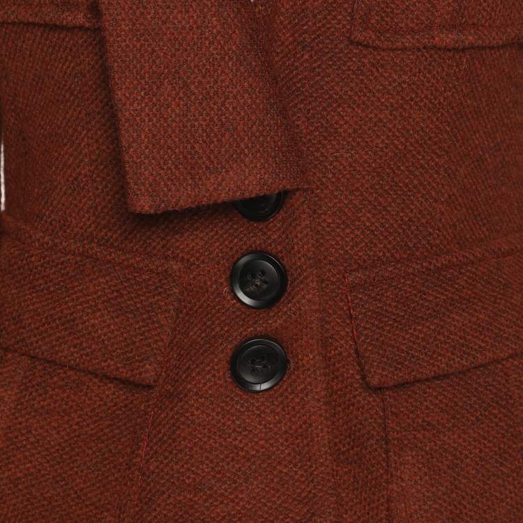 Pre Owned Nanette Lepore Cinnabar Tweed Removable Hoodie Blazer S