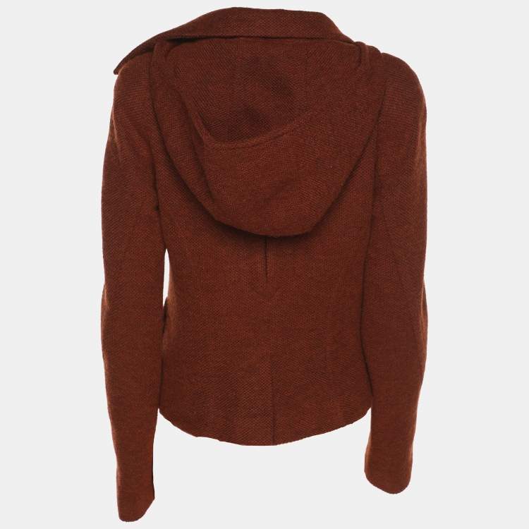 Pre Owned Nanette Lepore Cinnabar Tweed Removable Hoodie Blazer S