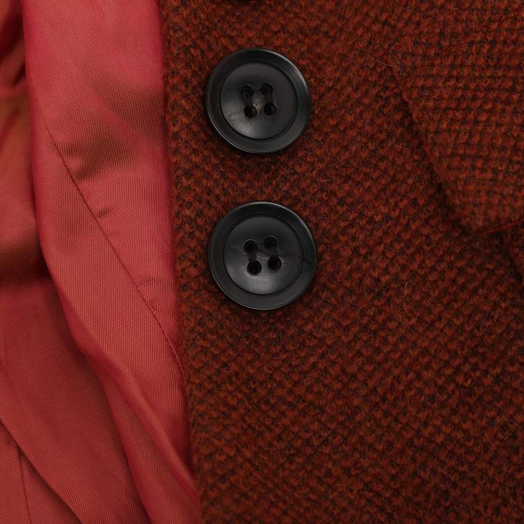 Pre Owned Nanette Lepore Cinnabar Tweed Removable Hoodie Blazer S