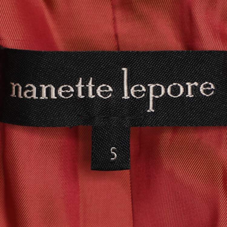 Pre Owned Nanette Lepore Cinnabar Tweed Removable Hoodie Blazer S