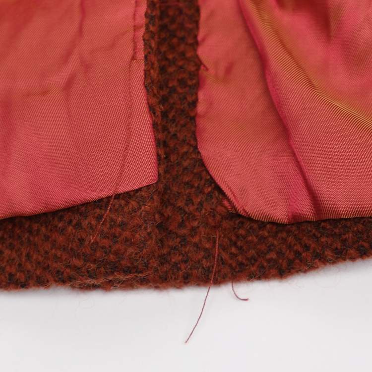 Pre Owned Nanette Lepore Cinnabar Tweed Removable Hoodie Blazer S