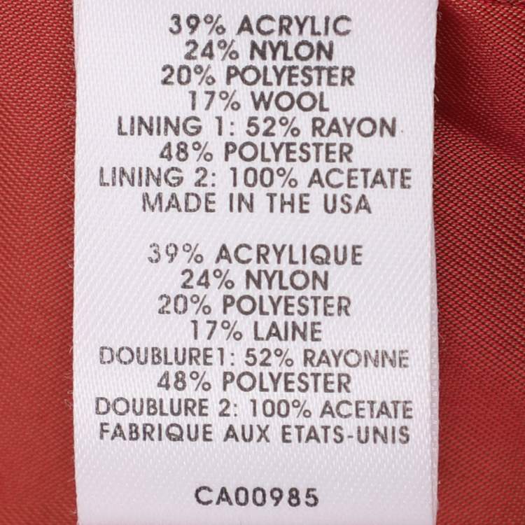 Pre Owned Nanette Lepore Cinnabar Tweed Removable Hoodie Blazer S