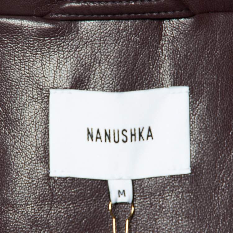 مملوكة مسبقًا Nanushka Burgundy Quilted Faux Leather Vest Jacket M