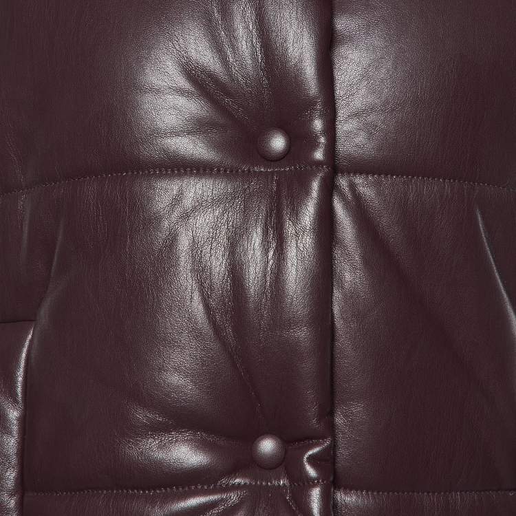 مملوكة مسبقًا Nanushka Burgundy Quilted Faux Leather Vest Jacket M