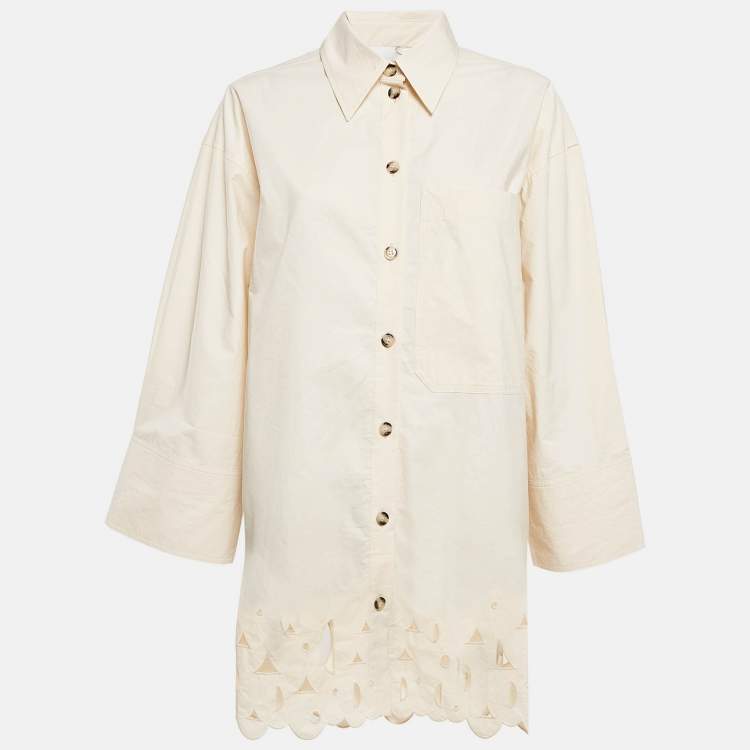 Pre Owned Nanushka Cream Embroidered Heavy Poplin Sabia Mini Shirt Dress S