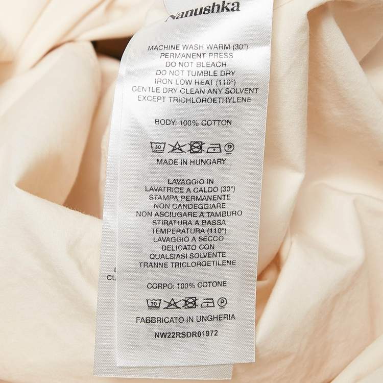 Pre Owned Nanushka Cream Embroidered Heavy Poplin Sabia Mini Shirt Dress S